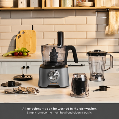 Karaca Mastermaid Power Multifunctional 10 in 1 Food Processor 2000W, Galaxy Grey, 153.03.06.6570