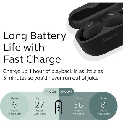 Jabra, Elite 10 E-Comm Global Matte Black True Wireless Bluetooth Earbuds ? Advanced Active Noise Cancelling With Dolby Atmos Surround Sound, All-Day Comfort, Multipoint, Crystal-Clear Calls