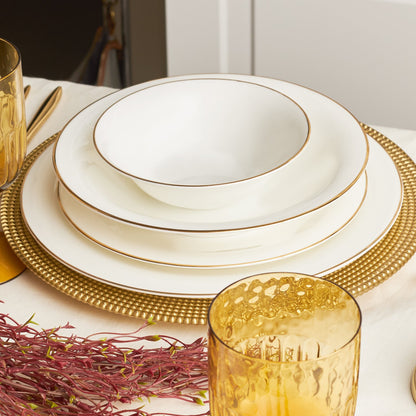 Karaca Fine Pearl Diana 24-Piece Dinner Set for 6 People - Gold Rim, 153.03.06.5020