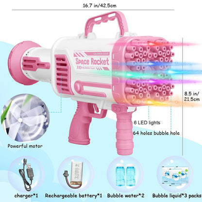 Cool Gift, Bubble Gun With Flash Lights, 15 Holes, Available in Different Colors
