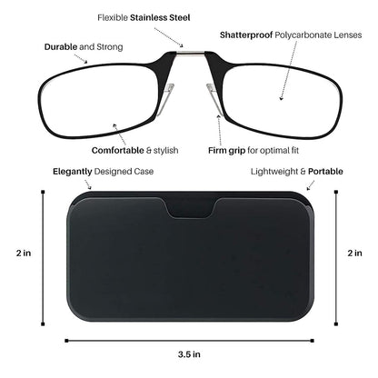 Cool Gift, Reading Glasses With Black Universal Pod Case, Available in Different Sizes
