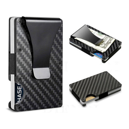 Cool Gift, Carbon Fiber Credit Card Holder With Metal Money Clip