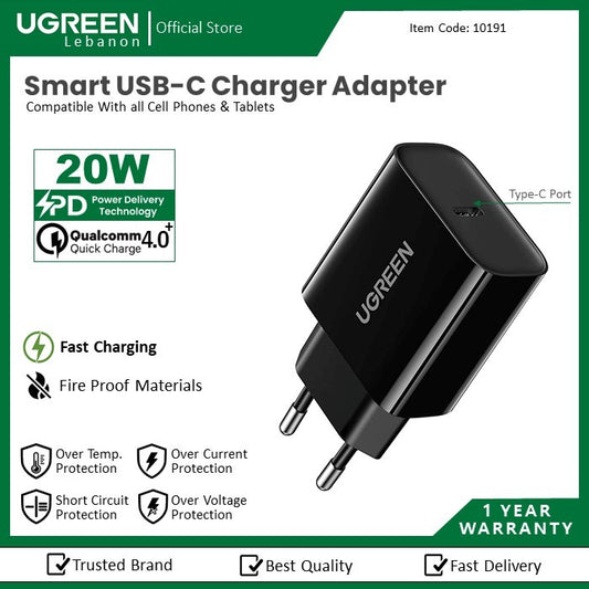 Ugreen, Pd 20W Usb-C Cell Phone Fast Charger Adapter
