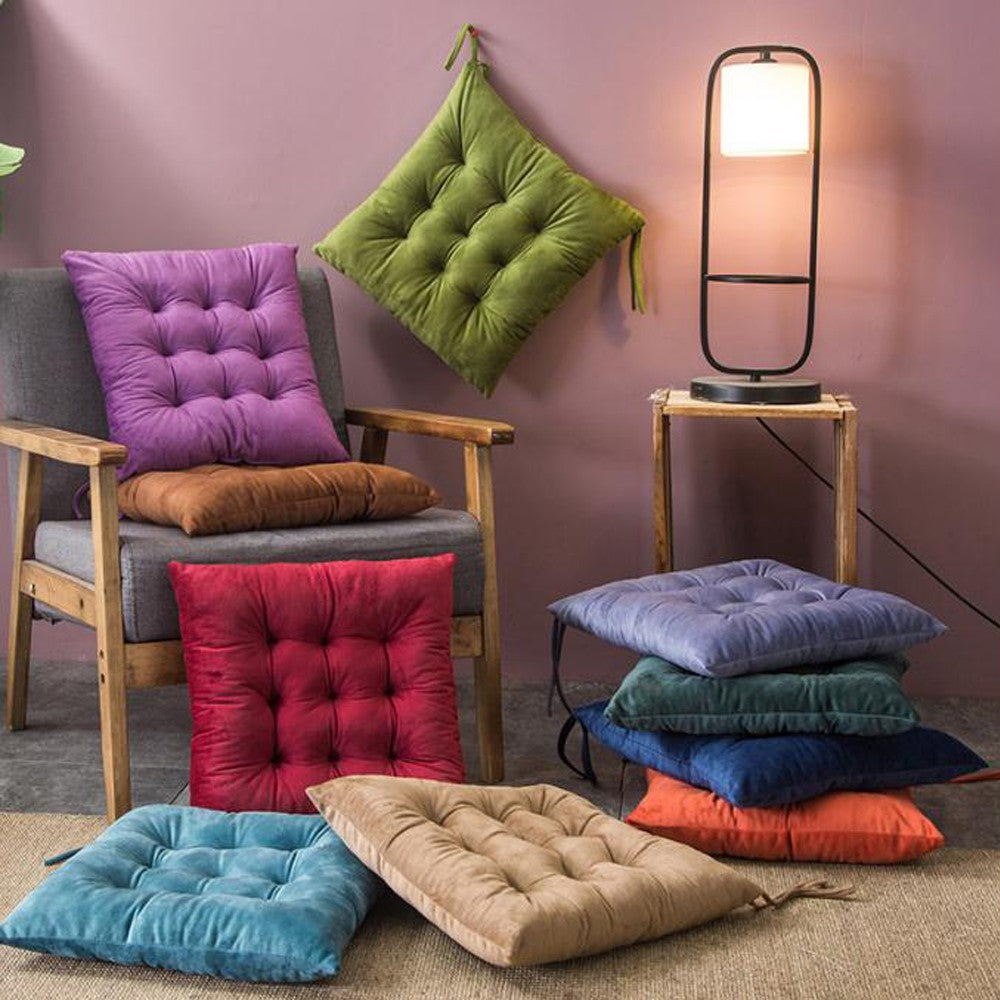 Cool Gift, Velvet Fabric Chair Cushions 40 X 40 Cm Pillow With Soft Laces Sp100, Available in Different Colors