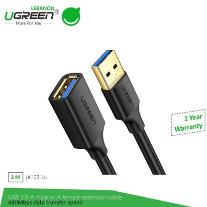 Ugreen, USB 2.0 Cable Extension Male To Female, Available in Different Sizes