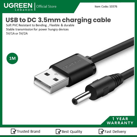 Ugreen, Usb 2.0 To Dc 3.5Mm Charging Cable 1M Support Up To 60W Ugreen Us277 - 10376