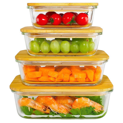 Cool Gift, Food Storage Container Glass with Bamboo Lid, Available in Different Sizes