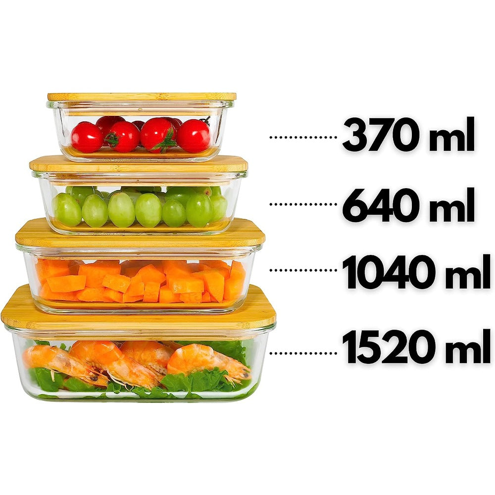 Cool Gift, Food Storage Container Glass with Bamboo Lid, Available in Different Sizes