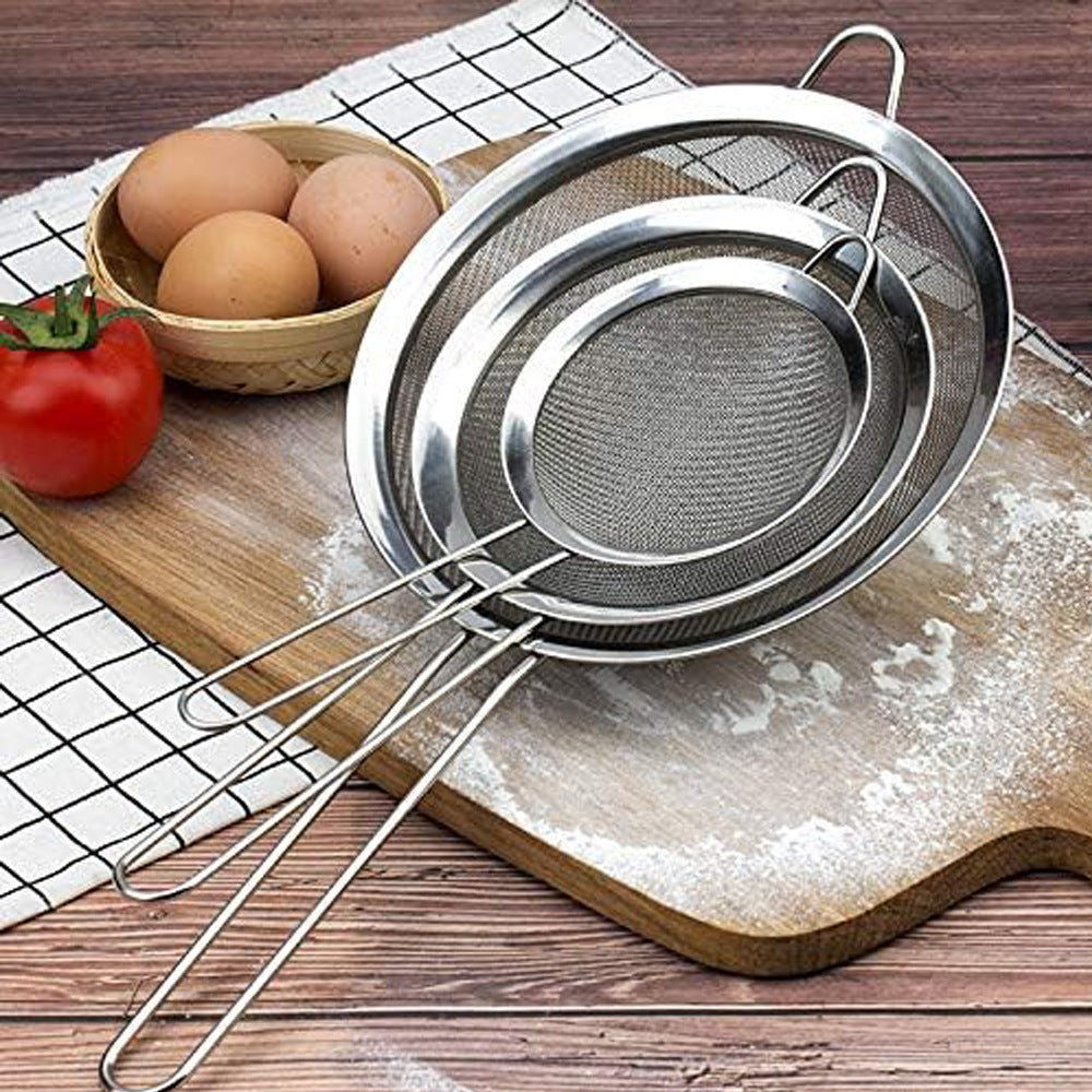 Cool Gift, Premium Fine Mesh Strainers Stainless Steel Set of 3 Kitchen Sieves, Available in Different Sizes