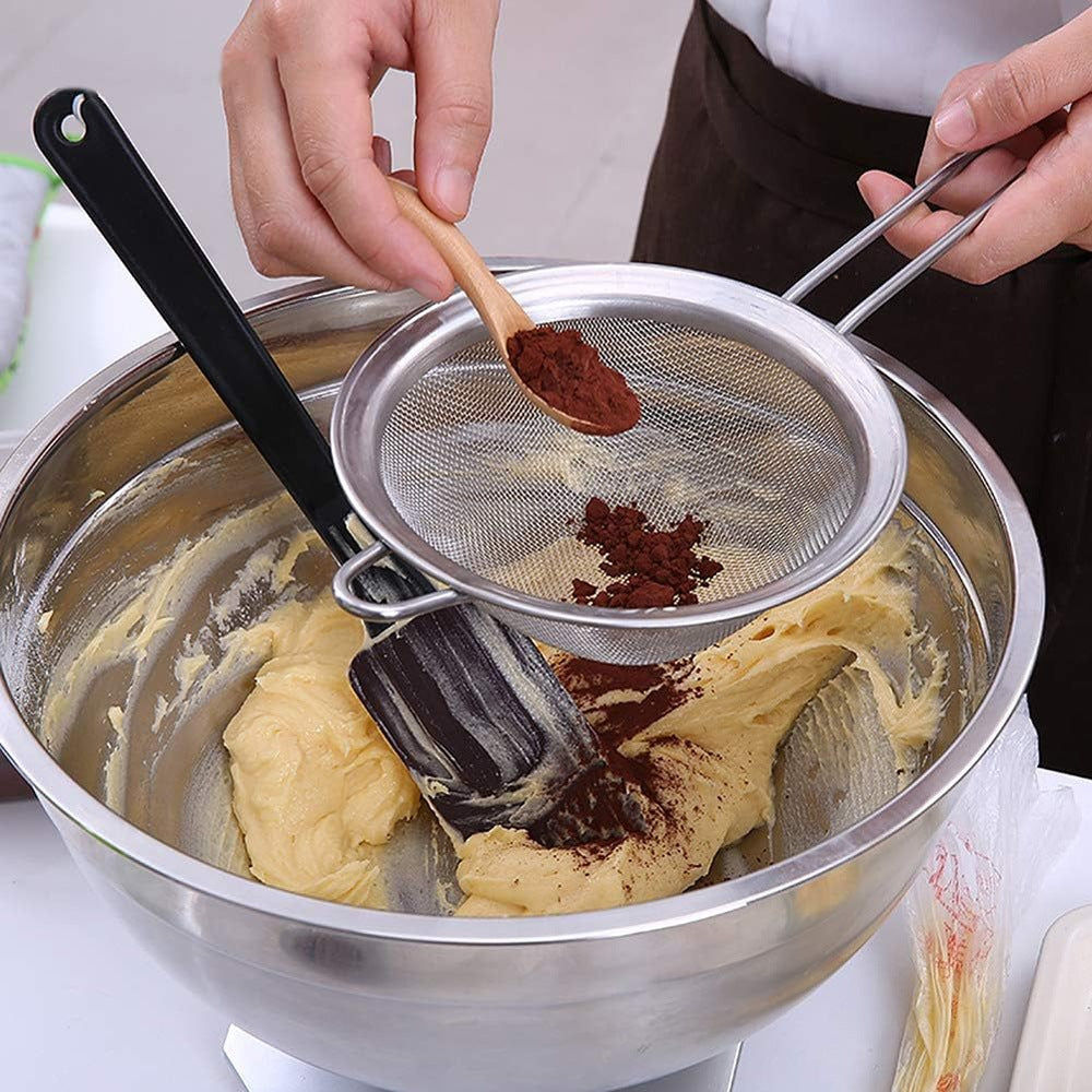 Cool Gift, Premium Fine Mesh Strainers Stainless Steel Set of 3 Kitchen Sieves, Available in Different Sizes