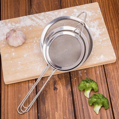 Cool Gift, Premium Fine Mesh Strainers Stainless Steel Set of 3 Kitchen Sieves, Available in Different Sizes
