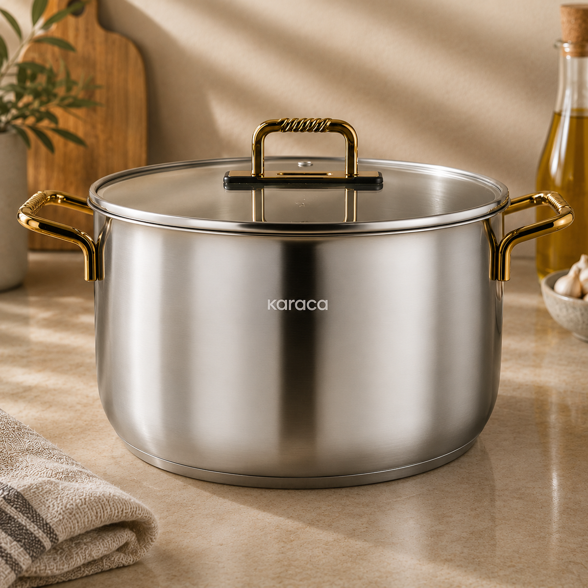 Karaca Gold Elegance 24 cm Stainless Steel Pot, 8683650326014