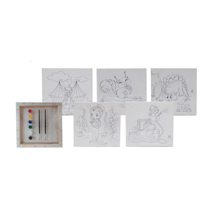 Sundy, Stretched printed Canvas 280g, 25x25 with Acrylic paints and brushes, Pack of 1 , Available in Different Models