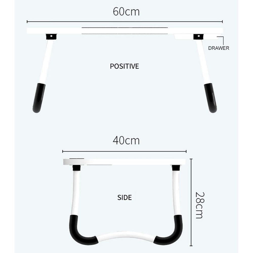 Mascube, Laptop and Ipad  wooden Table with mini drawer and folding legs, 40x60cm MLK-CD-06 Black
