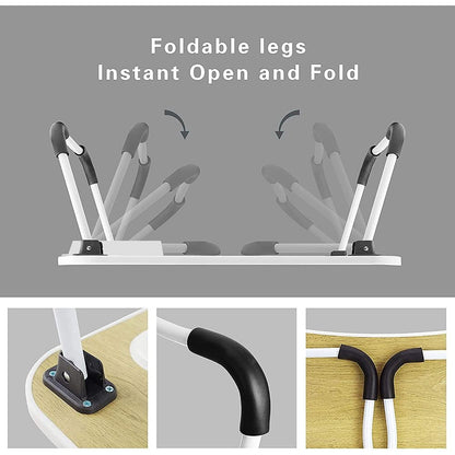 Mascube, Laptop and Ipad  wooden Table with mini drawer and folding legs, 40x60cm MLK-CD-06 Black