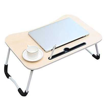 Mascube, Wood Multipurpose Foldable Laptop Table with Ipad and mobile Dock Stand 40x60cm MLK-CD-05 Golden wood.