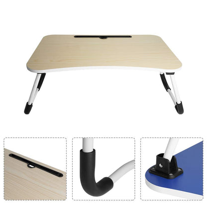 Mascube, Wood Multipurpose Foldable Laptop Table with Ipad and mobile Dock Stand 40x60cm MLK-CD-05 Golden wood.