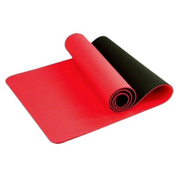 Eco Friendly, Yoga Mat Exercise Fitness TPE Eco Friendly Non Slip Dual Layer Red 0.6 cm