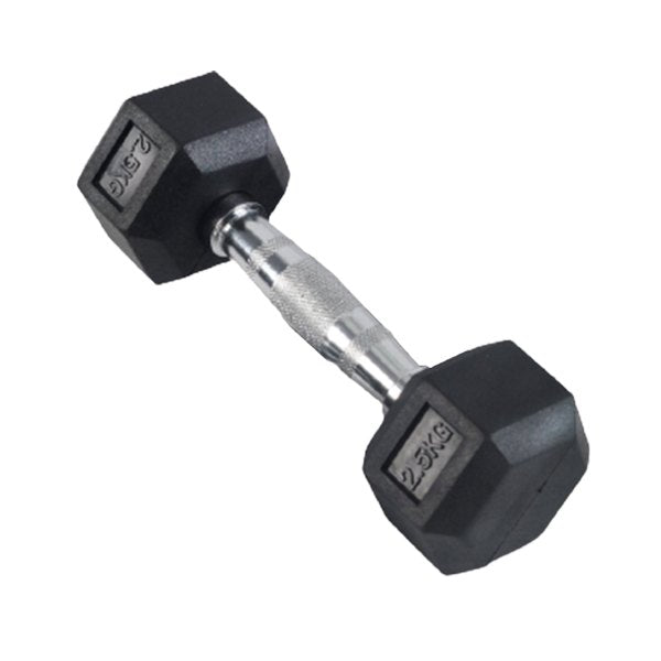Sports Yours, 1-piece-hex-rubber-coated-dumbbell, Available in Different Sizes