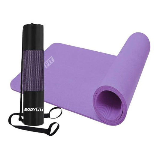 Bodyfit, Fitness Exercise Mat 1.5 cm Extra Carry Bag String Strap Purple