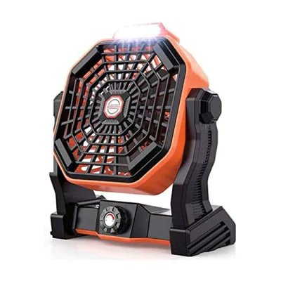 Portable Camping Fan With Led Lights Usb Rechargeable, Available In Different Colors