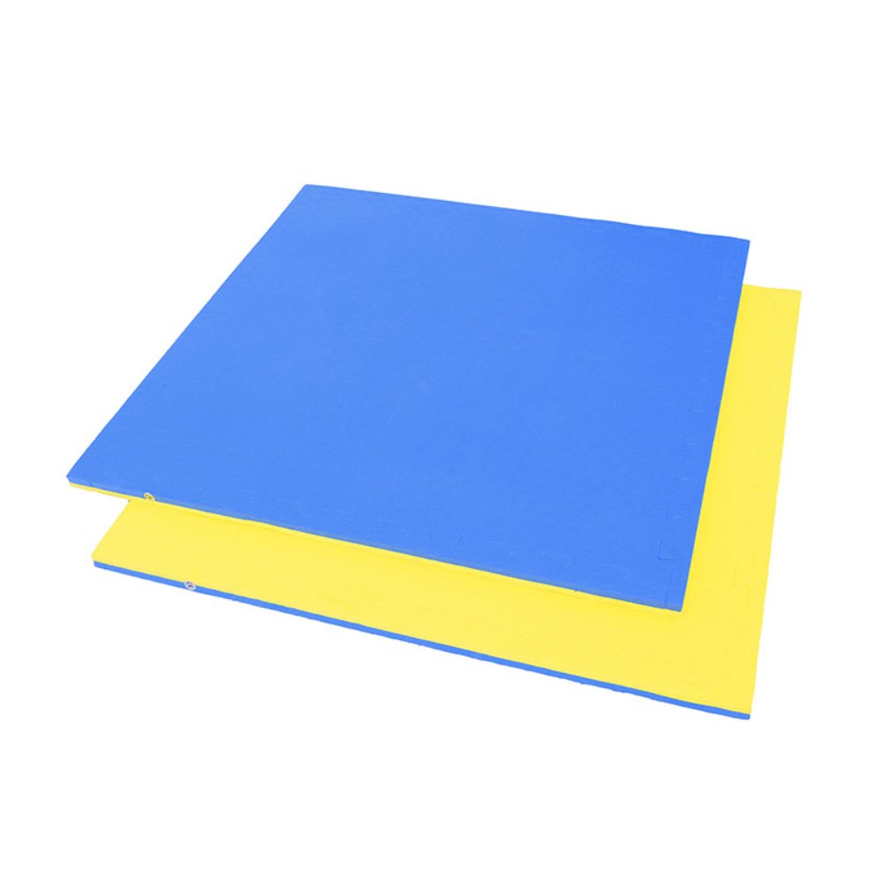 Sports Yours, 1 Piece Puzzle Mat Interlocking Blue/Yellow Gym Flooring 3 cm thick 1M x 1M