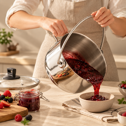Karaca Kitchen Lover Induction Base Stainless Steel Jam & Ashure Pot 28 cm – 10 L, 153.03.08.1162