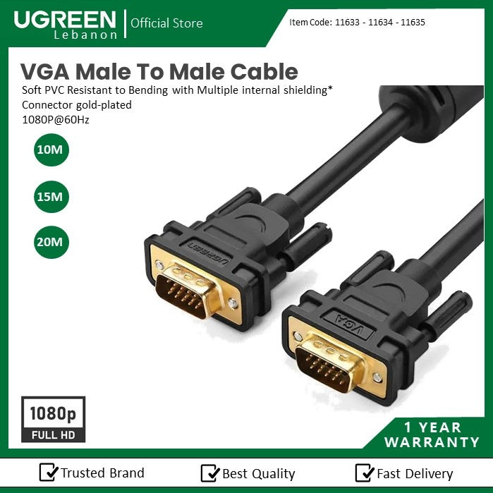 Ugreen, Vga Male To Male Cable Ugreen Vg101 - 11633 -11634 - 11635