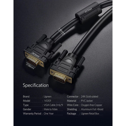 Ugreen, Vga Male To Male Cable Ugreen Vg101 - 11633 -11634 - 11635