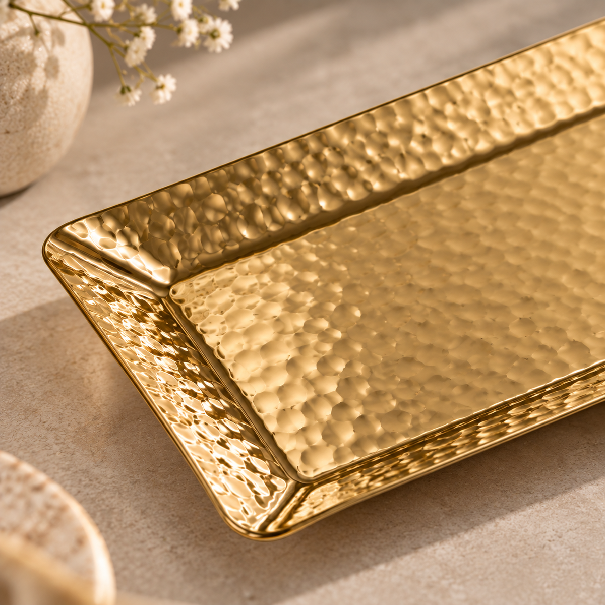 Karaca Home Loren Gold Decorative Tray – 25 × 12 cm, 300.23.01.0037
