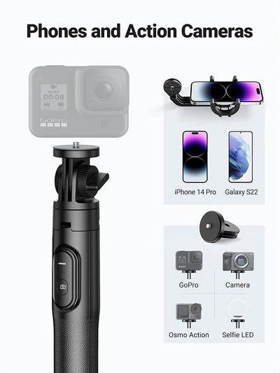 Ugreen, Dual Function Selfie Stick & Tripod With Bluetooth Remote, Expandable Form 30.5Cm To 157Cm Ugreen Lp586 - 15062