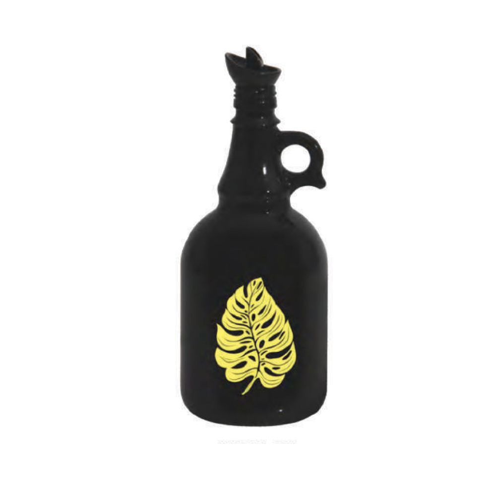 Herevin, Oil Bottle Decorated Leaf Yellow Oil Bottle 1Lt, 151041-139Yellow