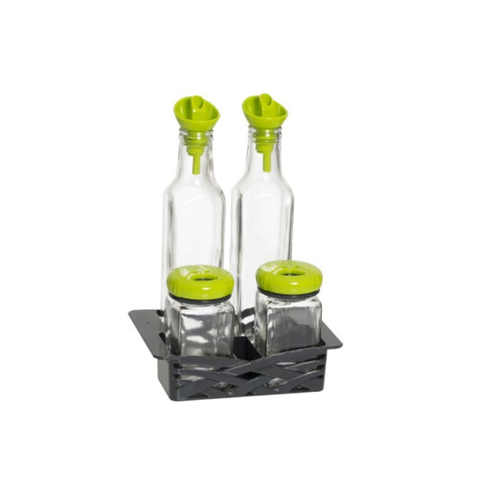 Herevin, Oil-Inegar Set 2X250Cc With Salt Shaker 2X160Cc Green, 152090-560G