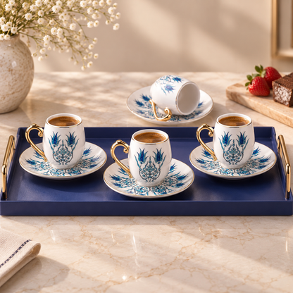 Karaca İznik 12-Piece Porcelain Coffee Cup Set for 6, 90 ml, 153.01.05.4275