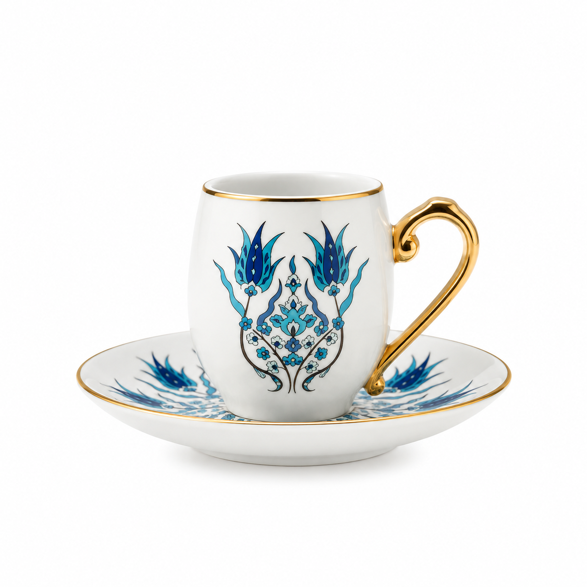 Karaca İznik 12-Piece Porcelain Coffee Cup Set for 6, 90 ml, 153.01.05.4275