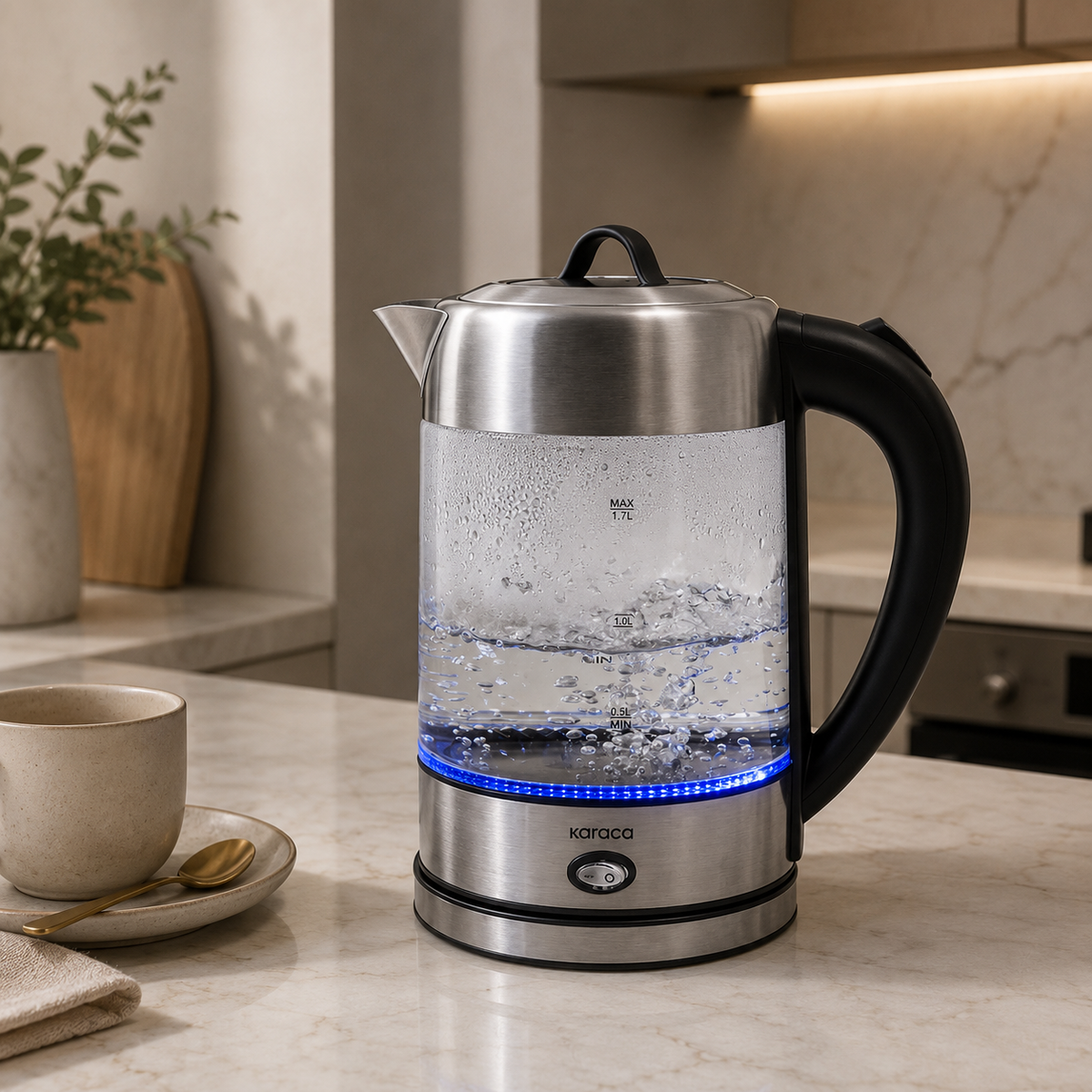 Karaca Inox Herbal Tea Maker & Electric Kettle ? 1.7L, LED & Stainless Steel, 153.01.06.4887