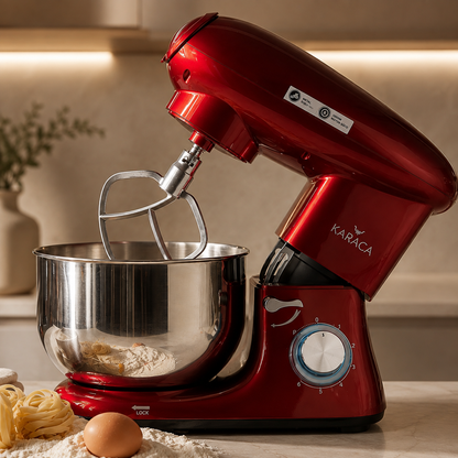 Karaca Multichef Stand Mixer Redgold 1900W - 5.5L (with Meat Grinder and Sausage/Meatball Attachments), 153.01.06.4889