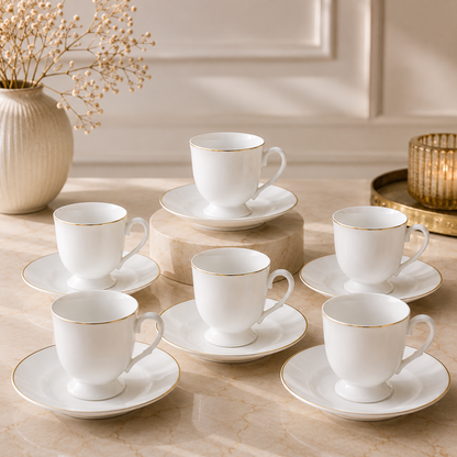Karaca Alin 6-Piece Coffee Cup Set with Saucers 85 ml, 153.03.05.0235