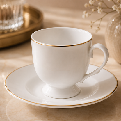 Karaca Alin 6-Piece Coffee Cup Set with Saucers 85 ml, 153.03.05.0235