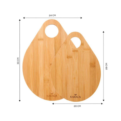 Karaca Damla 2-Piece Bamboo Cutting Board Set | Eco-Friendly Kitchen Boards, 153.03.06.1959