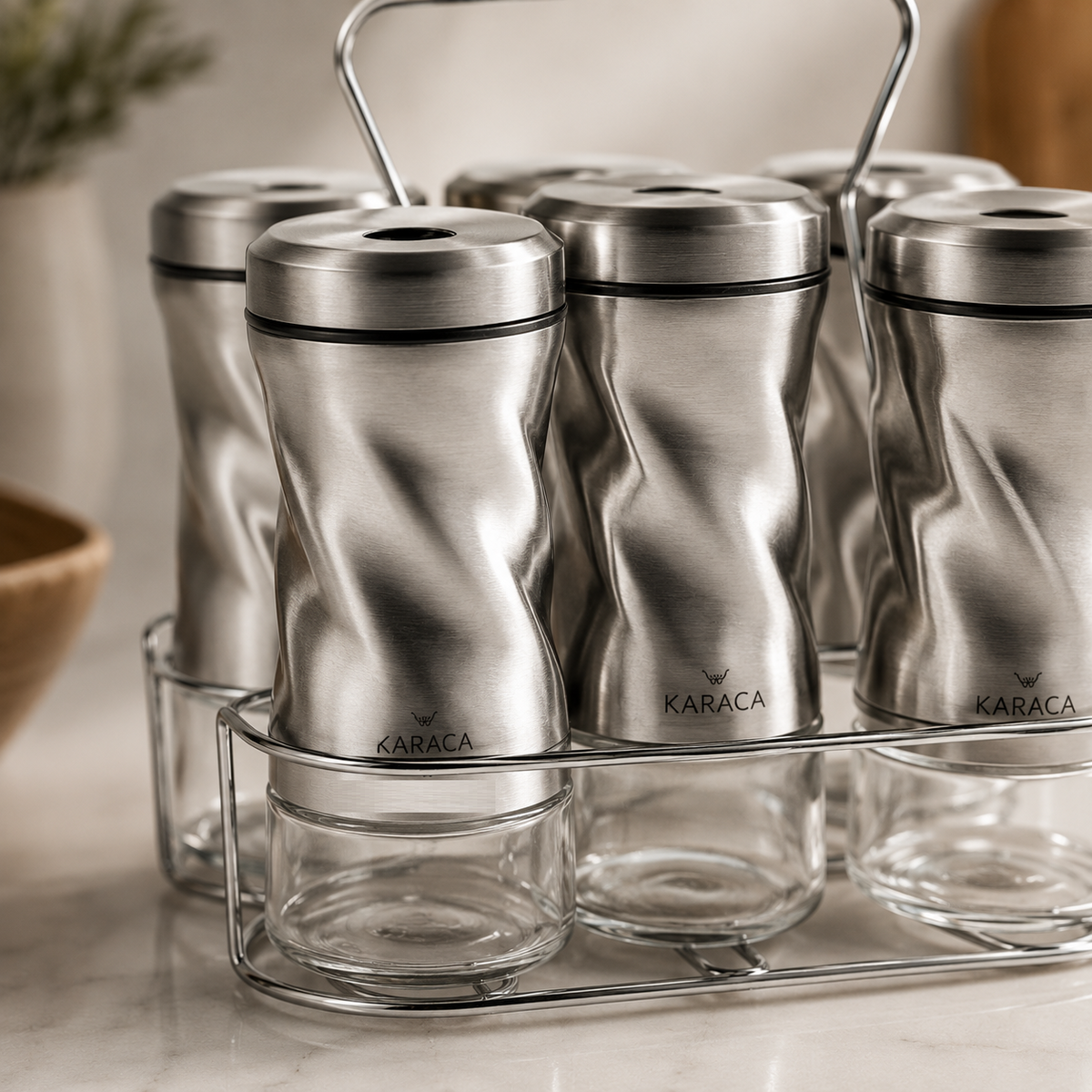 Karaca Tottori Inox 7-Piece Rectangular Spice Set – 100 ml, 153.03.06.4729