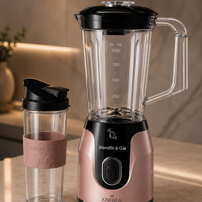Karaca Blend-Fit Rose Gold Smoothie Go Set 1000 ml ? 550W, 153.03.06.6424