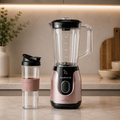 Karaca Blend-Fit Rose Gold Smoothie Go Set 1000 ml ? 550W, 153.03.06.6424