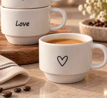 Karaca Lovely Laugh 4-Piece Espresso & Coffee Cup Set, 100 ml, 153.03.06.6657