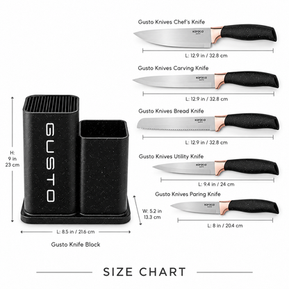 Karaca Gusto 12-Piece Knife & Kitchen Utensil Set with Block & Chopping Board – Black, 153.03.06.7246