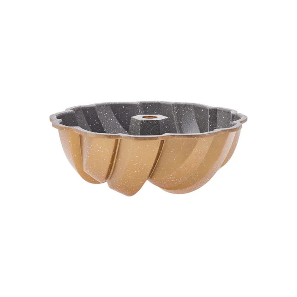 Karaca Cake Pro Aluminium Cast Decorative Bundt Cake Tin, 26 cm - Gold, 153.03.06.8262