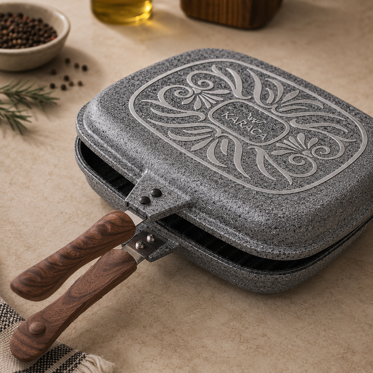 Karaca Granite Double Frying Pan 34 cm, 153.03.07.3382
