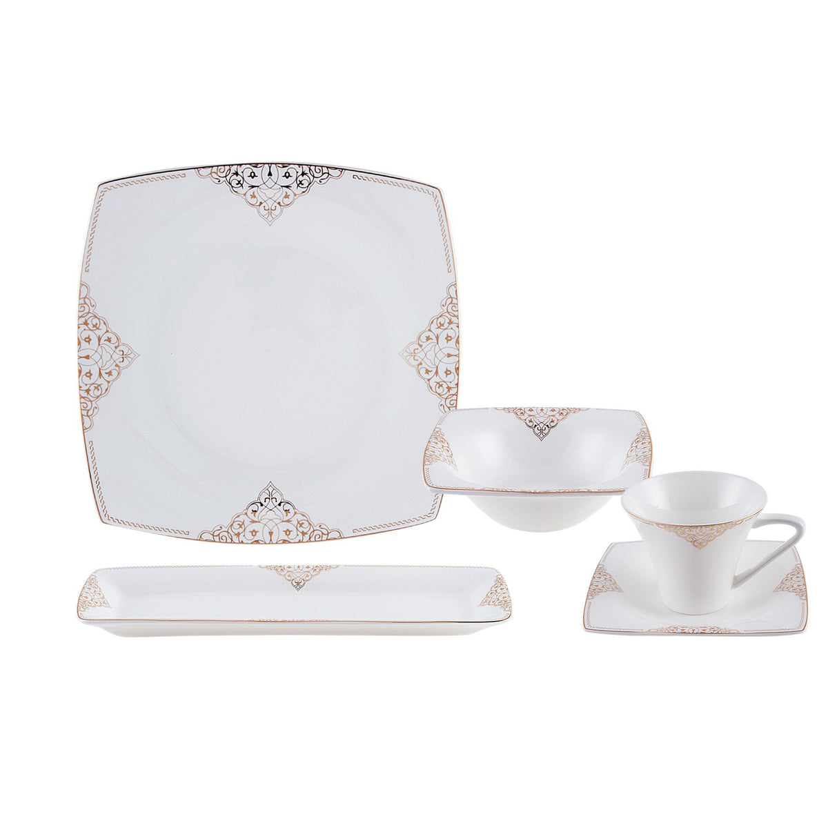 Karaca Fine Pearl Alchemist 26-Piece Square Breakfast Set - 6-Person | Pearl Luxury Edition, 153.03.07.5695