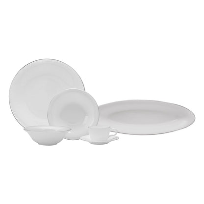 Karaca Fine Pearl Fame 26-Piece Breakfast Set - 6-Person | White & Platinum Frame Classic Design, 153.03.07.5703