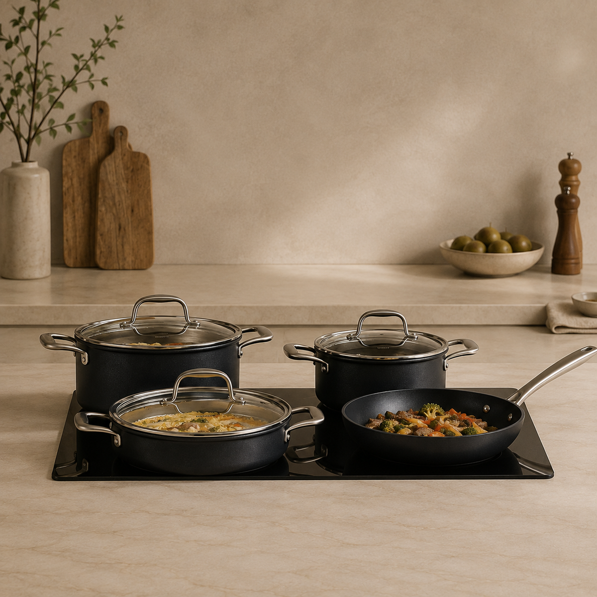 Karaca BioDiamond Pro Induction Base 7-Piece Cookware Set, 153.03.07.7040